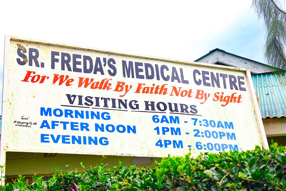 Sr. Freda's Medical Centre signboard